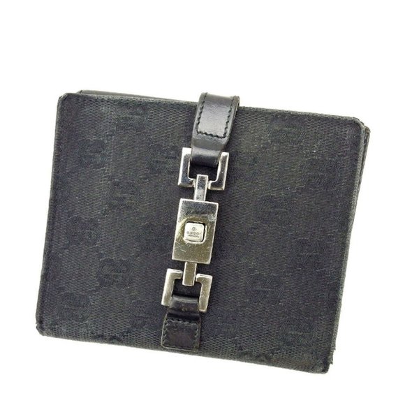 Authentic Gucci Wallet Purse Folding wallet G logos Black Woman  Used - Picture 1 of 6